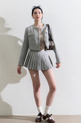 High-Waist Pleated Skirt Suit
